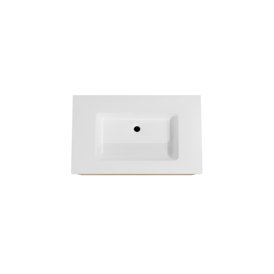 Storke Edge meuble salle de bains suspendu 85 x 52 cm chêne brut avec Mata High plan simple en solid surface blanc mat