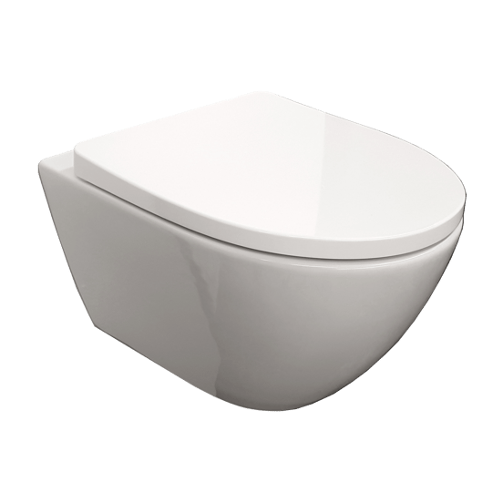 Luca Varess Moreno hangend toilet hoogglans wit randloos SilentFlush met Geberit Sigma inbouwspoelreservoir UP320 met Burda frame en bedieningspaneel