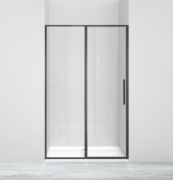 Luca Varess Morano porte pivotante 120 x 190 cm verre transparent profil noir mat