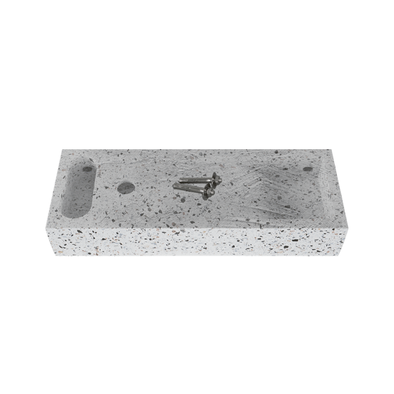 Balmani Mood Handwaschbecken: 55 x 20 cm, Bianco Nero Terrazzo