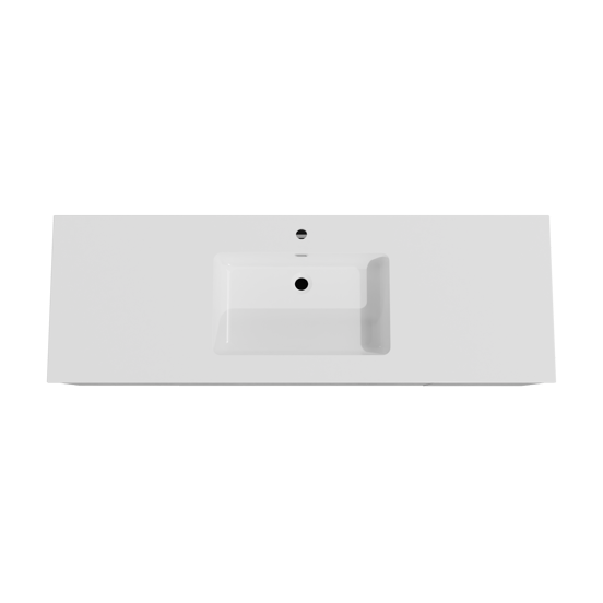 Storke Edge zwevend badmeubel 155 x 52 cm beton donkergrijs met Diva enkele wastafel in composietmarmer hoogglans wit