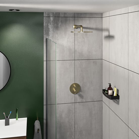 Blaufoss Smartbox Round Thermostat-Duscharmatur: Unterputz, 2 oder für 3 Verbraucher, Brushed Champagne Gold, Einbauelement inklusive