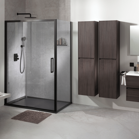 Luca Varess Senses douchehoek met schuifdeur 140x100cm mat zwart