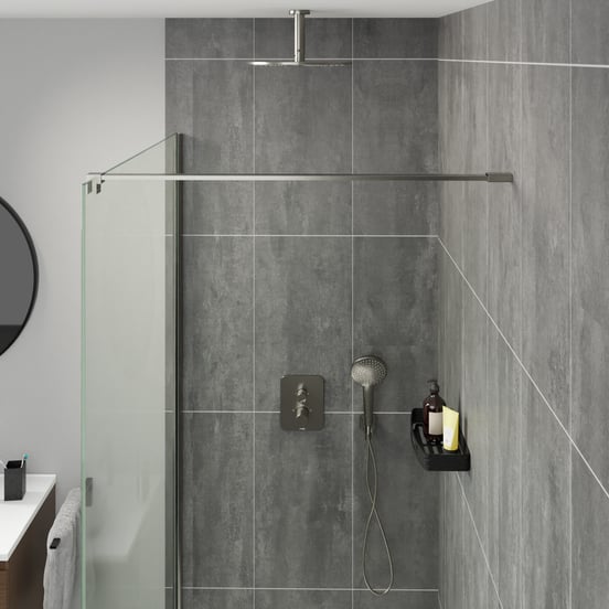 Blaufoss Round set douchette avec coude raccordement 3 fonctions de jet Brushed GunMetal