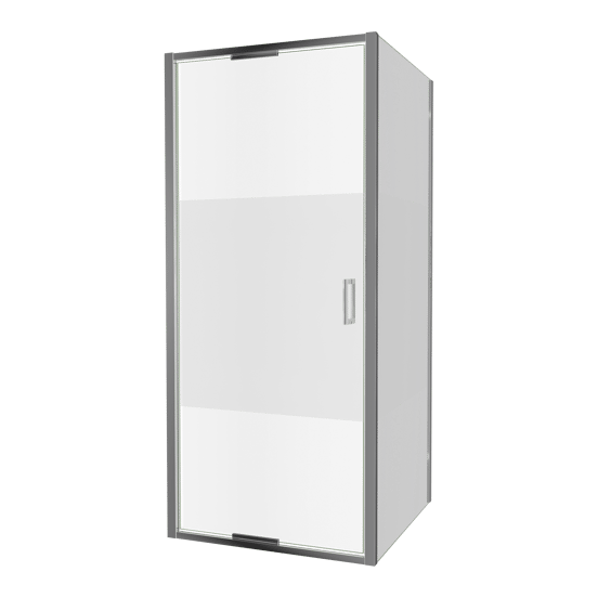 Luca Varess Vidor In douchehoek met draaideur en vaste zijwand 90 x 90 cm Helder glas met matte strook glans chroom profiel