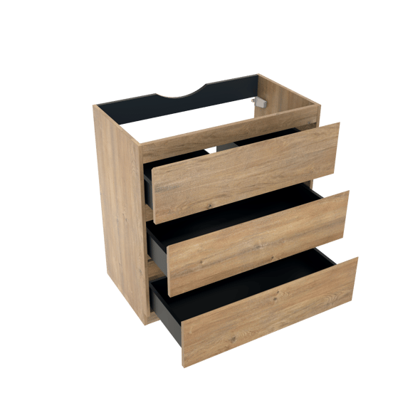 Linie Lado staande wastafelonderkast 80 x 46 cm naturel eiken 3 lades