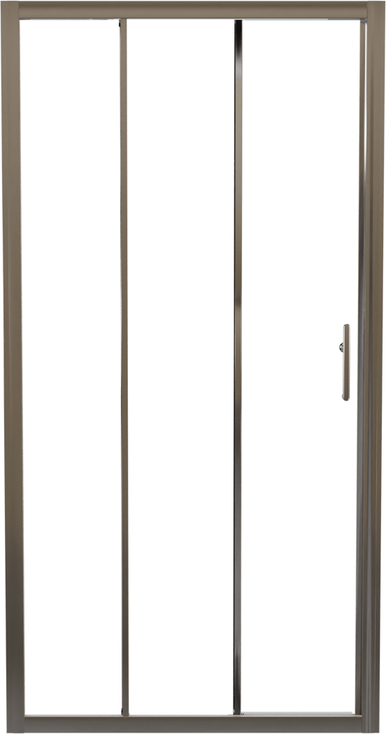 Linie Cadiz dreiteilige Dusche Schiebetür 100 cm x 190 cm Klarglas gebürstet Chrom Profil