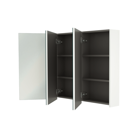 Linie Montro Spiegelschrank Bad: 120 x 75 cm, Weiß matt