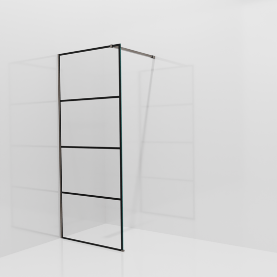 Balmani Modular inloopdouche: 90 x 200 cm, Lined, Brushed GunMetal profielen