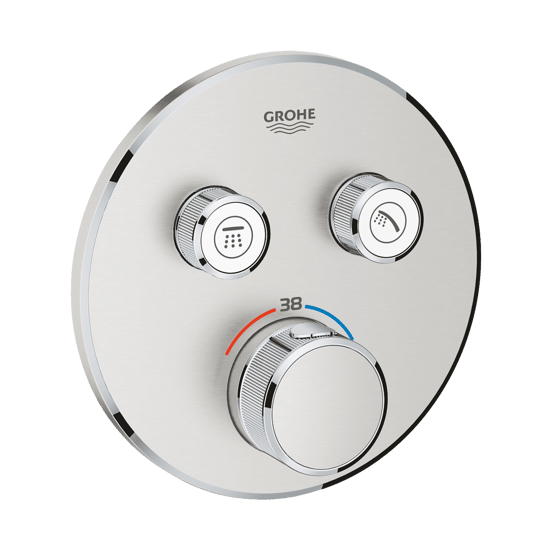 Grohe Grohtherm SmartControl Round thermostat de douche encastré 2 fonctions Supersteel