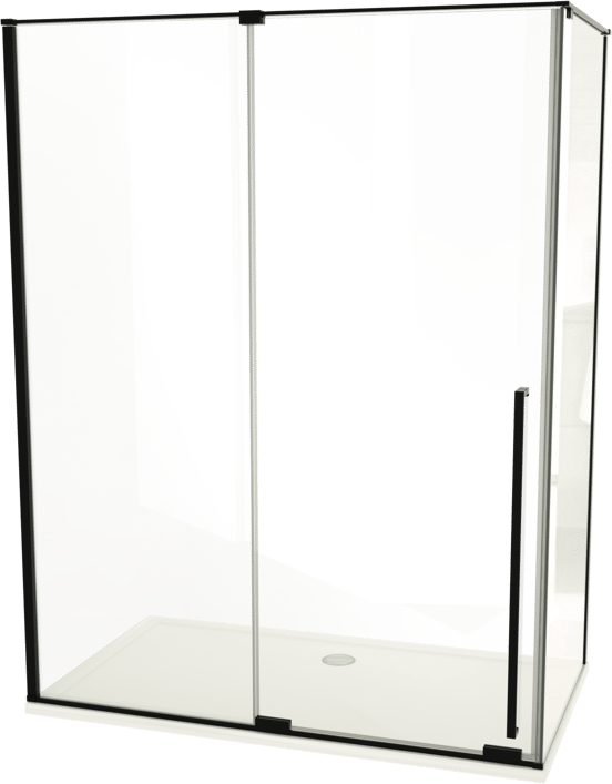 Luca Varess Stilus douchecabine met schuifdeur en vaste zijwand 160 x 90 cm helder glas mat zwart profiel
