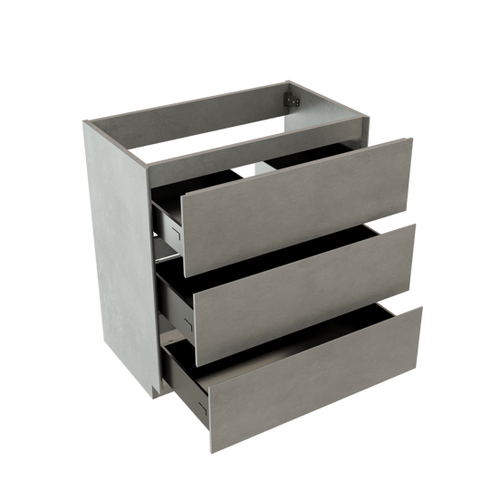 Storke Edge stehender Waschbeckenunterschrank: 80 x 46 cm, Beton dunkelgrau, 3 Schubladen