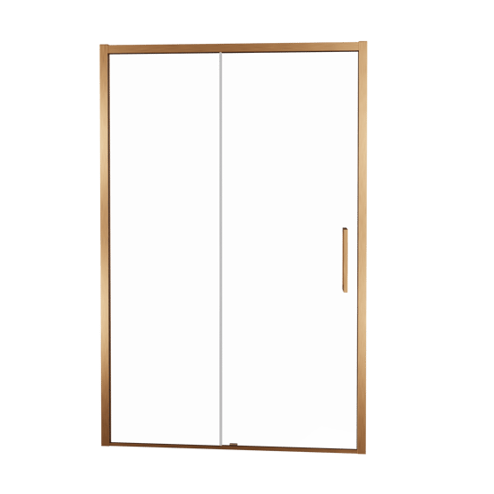 Balmani Senses Design Dusche Schiebetür, umkehrbar, 160 cm x 210 cm, Klarglas, Profil Brushed Rosegold, inklusive Coating