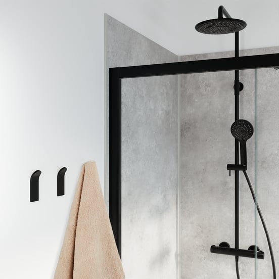Linie Lucy porte-shampooing double pour paroi de douche avec crochets de serviette noir mat