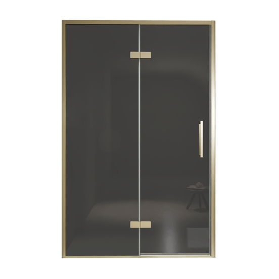 Balmani Senses Design douche draaideur links 140 cm x 210 cm Rookglas, Brushed Champagne Gold profielen
