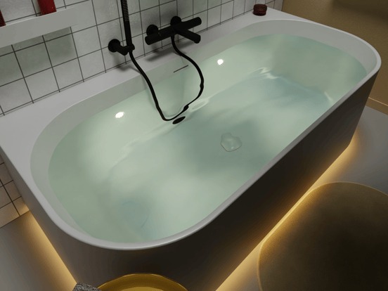 Luca Varess Laguna baignoire balnéo semi-îlot avec LED 170 x 85 cm acrylique blanc mat