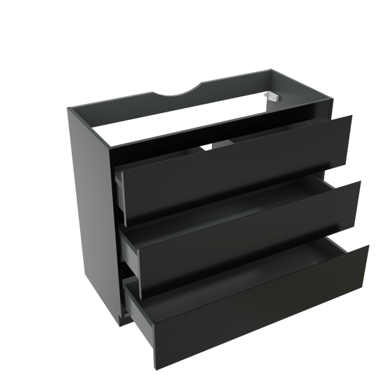 Linie Lado meuble sous-vasque a poser 100 x 46 cm Noir Mat 3 tiroirs