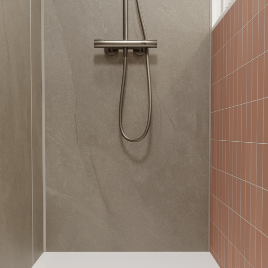 Luca Varess Groovy douchewandbekleding set 2 x 120x260 cm, SPC, Bali Light Grey