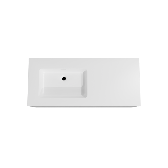 Storke Edge zwevend badmeubel 120 x 52 cm beton donkergrijs met Mata High asymmetrisch linkse wastafel in solid surface mat wit