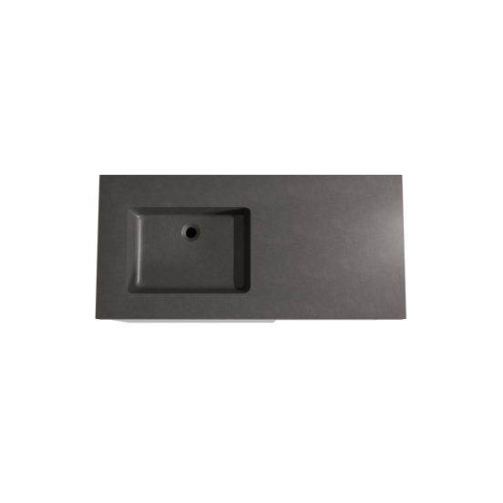 Storke Edge meuble salle de bains suspendu 110 x 52 cm blanc brillant avec Scuro High plan vasque asymétrique à gauche en quartz noir mat