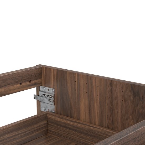 Balmani Fila hängender Waschbeckenunterschrank: 135 x 55 cm, asymmetrisch links, Nussbaum, Furnierholz, 4 Schubladen