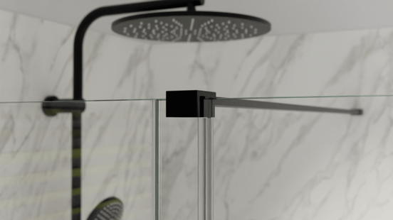 Balmani Move Slide douche à l'italienne avec panneau coulissant 140 x 200 cm verre transparant profil noir mat