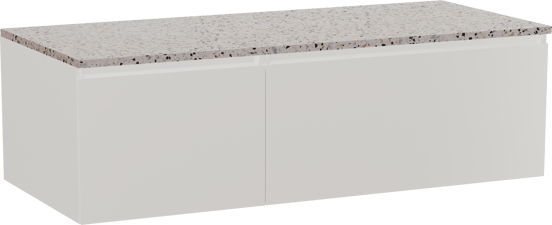 Storke Edge meuble salle de bains suspendu 120 x 52 cm blanc brillant avec Tavola tablette simple ou double en blanc/noir mat terrazzo