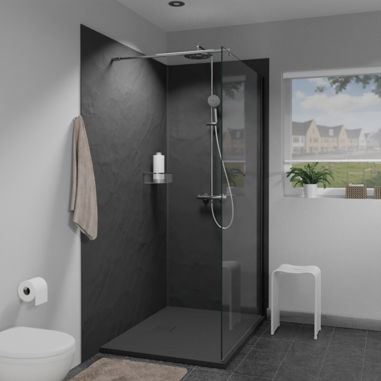 Linie Rumba receveur de douche 100 x 90 cm acrylique gris foncé texture ardoise