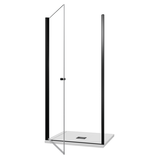 Luca Varess Kuresa douche draaideur 100 x 200 cm helder glas mat zwart profiel