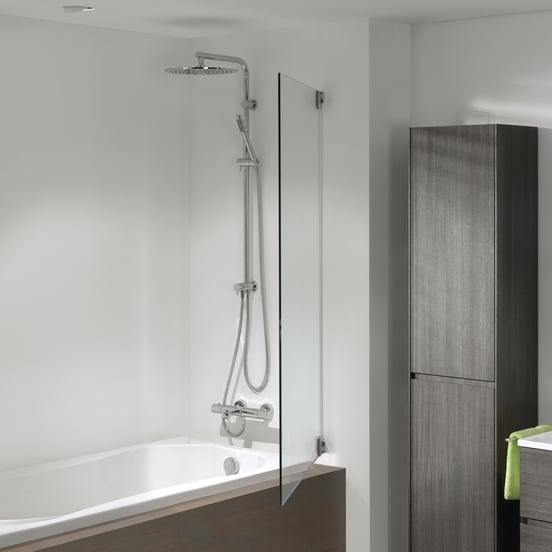 Luca Varess Pure enkele badwand 90 cm helder glas glanzend chroom profiel