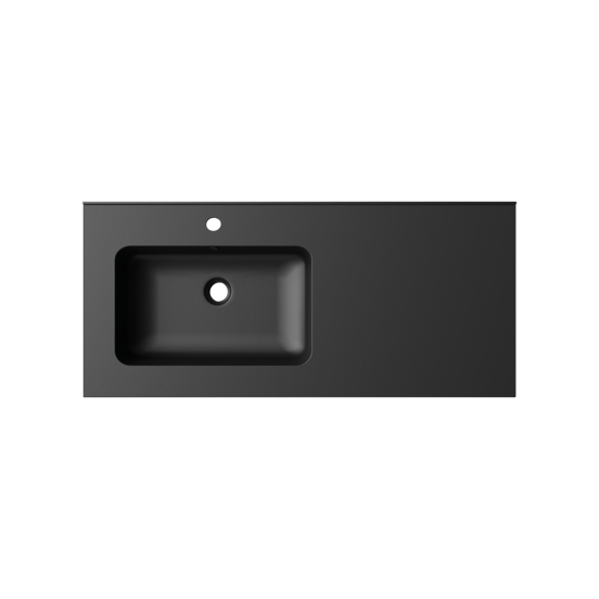 Linie Vano plan vasque asymétrique à gauche marbre composite Noir Mat 100 x 46 cm