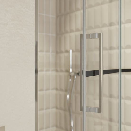 Balmani Senses Design douche draaideur rechts 100 cm x 210 cm Lined glas, Chroom profielen