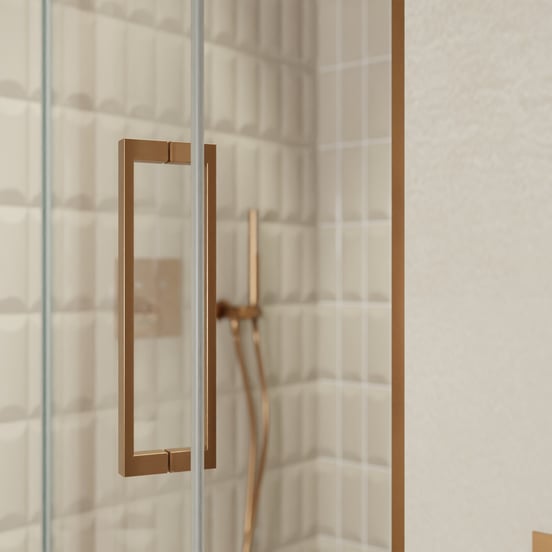Balmani Senses Design douche draaideur links 100 cm x 210 cm Helder glas, Brushed Rosegold profielen, met coating