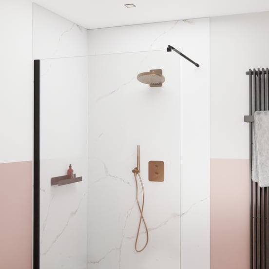 Blaufoss Onos 250 Tête de douche rond 25 cm avec bras de douche support mural Brushed Rosegold