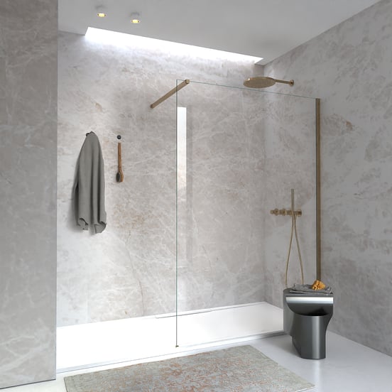 Blaufoss Nola 300 Tête de douche rond 30 cm avec support mural brushed champagne gold