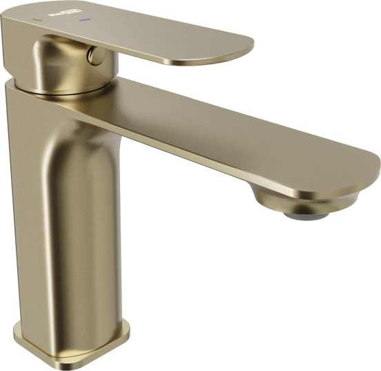 Blaufoss Bodan EcoStart standaard wastafelkraan brushed champagne gold