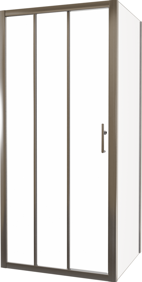 Linie Cadiz paroi de douche avec porte coulissante en trois parties et paroi latérale fixe, 90 x 90 cm, verre transparent, profil chrome brossé