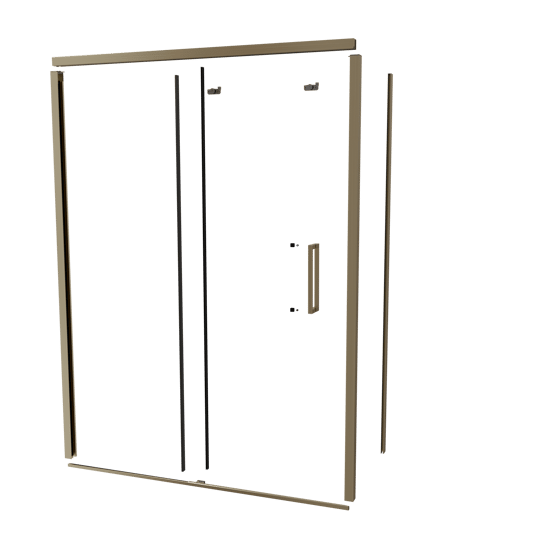 Balmani Senses Design 160 cm links douchecabine met schuifdeur profielenset brushed champagne gold