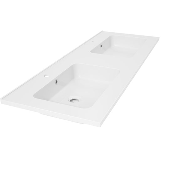 Linie Vano dubbele wastafel glanzend composiet marmer 120 x 46 cm