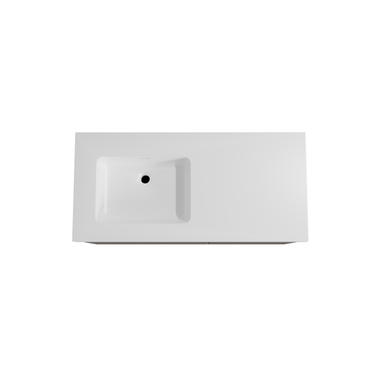 Storke Edge zwevend badmeubel 110 x 52 cm notenhout met Mata High asymmetrisch linkse wastafel in solid surface mat wit