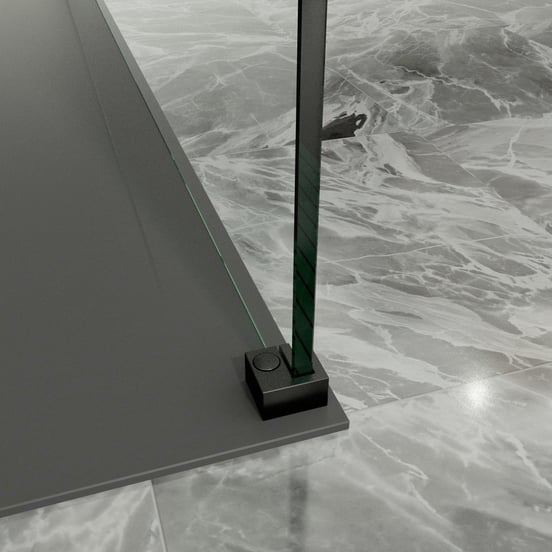 Balmani Modular inloopdouche 90 x 200 cm helder glas met matte strook mat zwart profiel