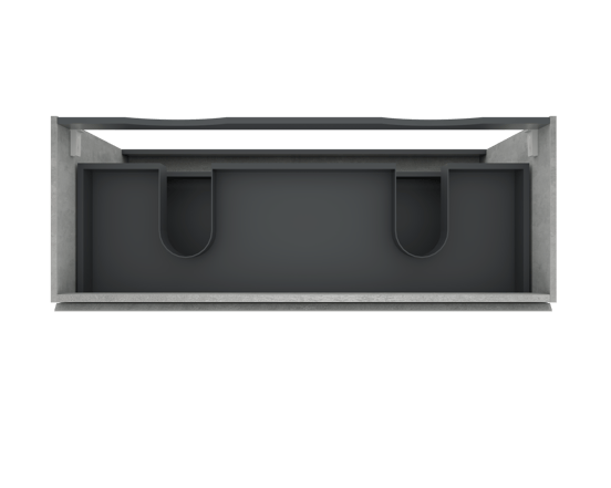 Linie Lado stehender Waschbeckenunterschrank: 120 x 46 cm, Beton dunkelgrau, 3 Schubladen, 2 Siphonaussparungen