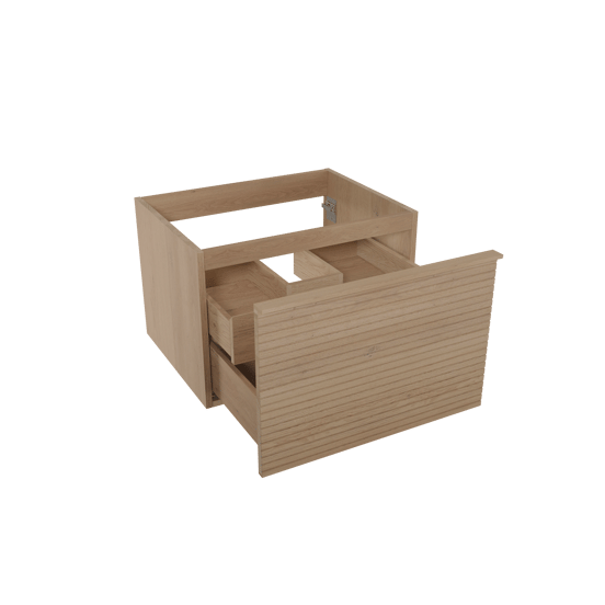 Balmani Forma meuble sous-lavabo suspendu nervure horizontale 67,5 x 55 cm chêne naturel 2 tiroirs