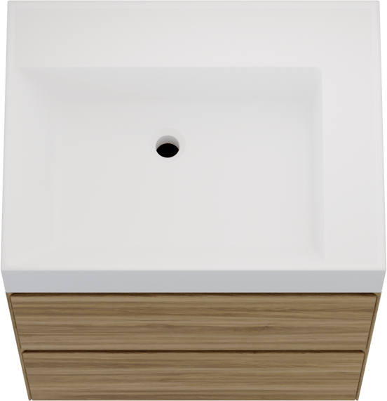 Balmani Mitra Compact hängendes Möbelstück Set: 60 x 46 cm, Wildeiche, mit Argila Waschtisch links Marmorkomposit Weiβ matt
