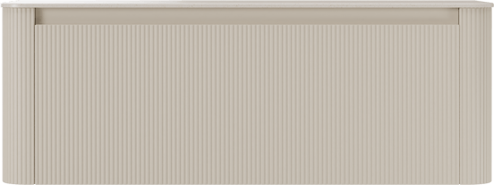 Storke Soft meuble salle de bains suspendu 140 x 46 cm Sand mat avec Tavola Soft tablette simple ou double vasque en Solid Surface beige granite, Nervure droite symétrique verticale