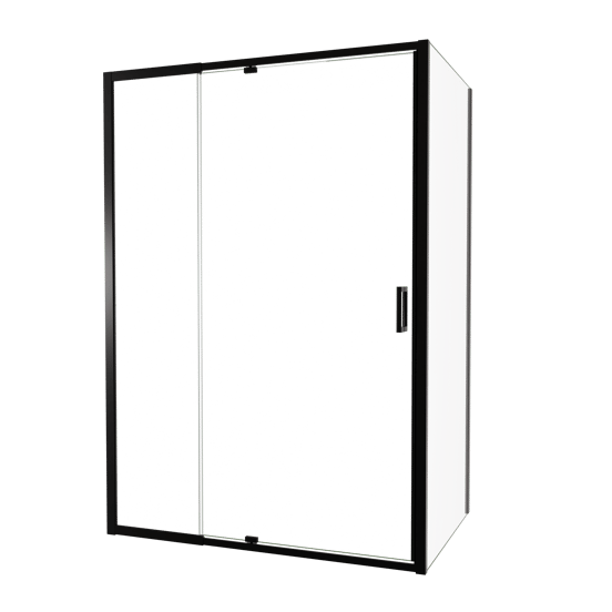 Luca Varess Vidor Telescope paroi de douche avec porte pivotante et paroi latérale fixe 140 x 90 cm verre transparent profil noir mat
