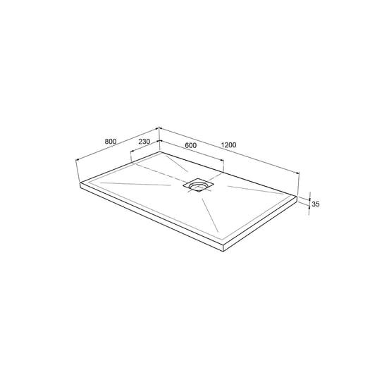 Linie Rumba douchebak 120 x 80 cm acryl mat wit leisteenstructuur