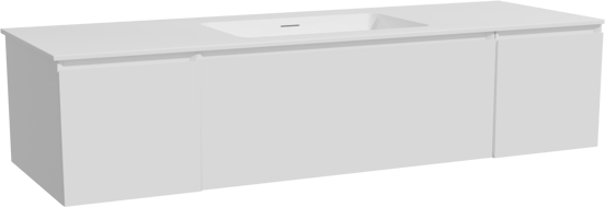 Storke Edge zwevend badmeubel 155 x 52 cm mat wit met Mata enkele wastafel in solid surface mat wit