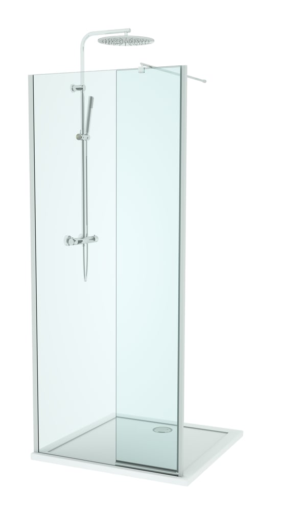 Linie Twist Walk-In Dusche: Bewegliche Seitenwand, 90 x 200 cm, Klarglas, Chromprofil