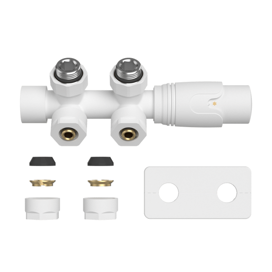 Vipera Lungo thermostatische radiatorkraan 90° haakse aansluiting mat wit